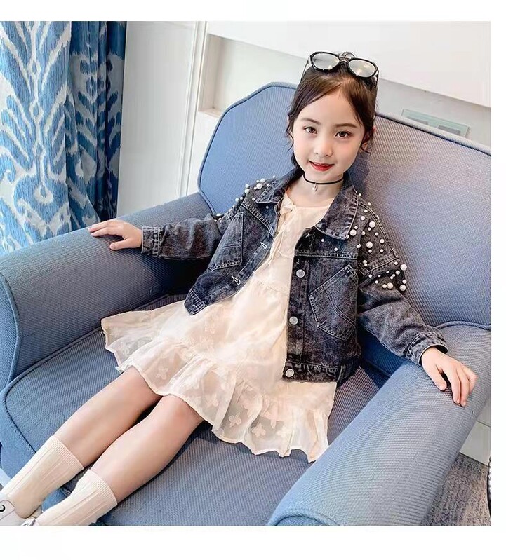 Jachetă de denim de primăvară pentru fete, îmbrăcăminte exterioară coreeană nouă pentru copii, paltoane de toamnă pentru elevi