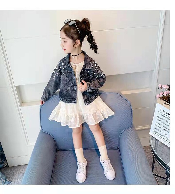 Jachetă de denim de primăvară pentru fete, îmbrăcăminte exterioară coreeană nouă pentru copii, paltoane de toamnă pentru elevi