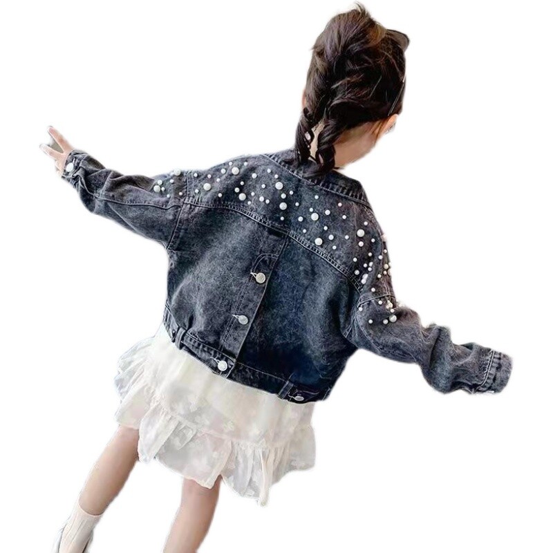 Jachetă de denim de primăvară pentru fete, îmbrăcăminte exterioară coreeană nouă pentru copii, paltoane de toamnă pentru elevi