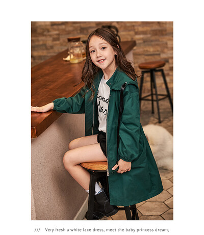 Trench pentru fete pentru copii, jachetă cu glugă cu șnur, topuri, primăvară, toamnă, haine pentru copii, haină pentru fete adolescente, haină de culoare solidă