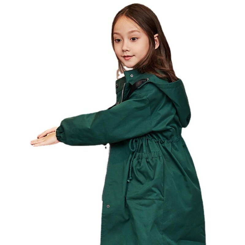 Trench pentru fete pentru copii, jachetă cu glugă cu șnur, topuri, primăvară, toamnă, haine pentru copii, haină pentru fete adolescente, haină de culoare solidă