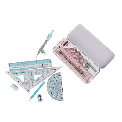 1 Set Compasses Ruler Kit Geometry Drawing Tools Mathematical Painting Suit School Stationery Pencil/Ruler/Eraser/Sharpener