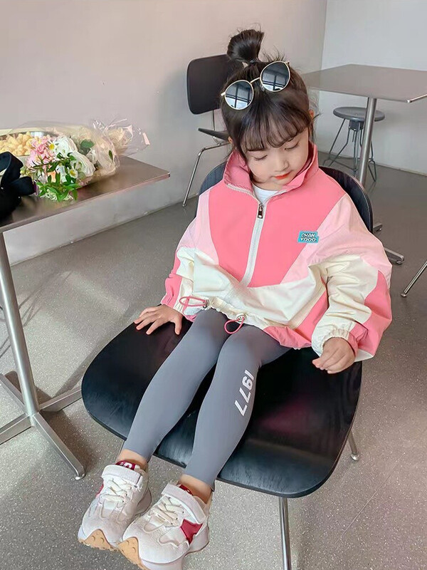 Trenciuri cu blocuri de culoare pentru fete de primăvară Jachete subțiri de modă Haine de toamnă pentru copii, îmbrăcăminte exterioară cu fermoar, ocazional, 2-10 ani