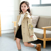 Κοριτσίστικα Ανεμοδράστη Μπουφάν Άνοιξη Φθινόπωρο Νέο Παιδικό Κορεάτικο Κεντημένο Παλτό Trecnh Παιδικό Εξωτερικό Ρούχα με διπλό στήθος Ρ211