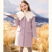 Κορίτσι Κορίτσι Νέο Φθινοπωρινό χειμωνιάτικο μάλλινο παλτό σε στυλ κορεατικής μόδας Βρεφικό κοριτσάκι μονόχρωμο παλτό μεσαίου μήκους με επένδυση Παιδικά ρούχα