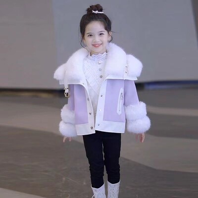 Haina îngroșată căptușită din catifea pentru fete2024Pover pentru copii din blană prințesă de toamnă și iarnă