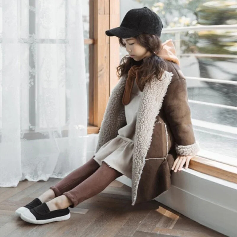 Tüdrukute villasegude mantel Korea talv Tüdruk pikk paks soe jope Lasteriided Mood tihendav mantel Laste ülerõivad