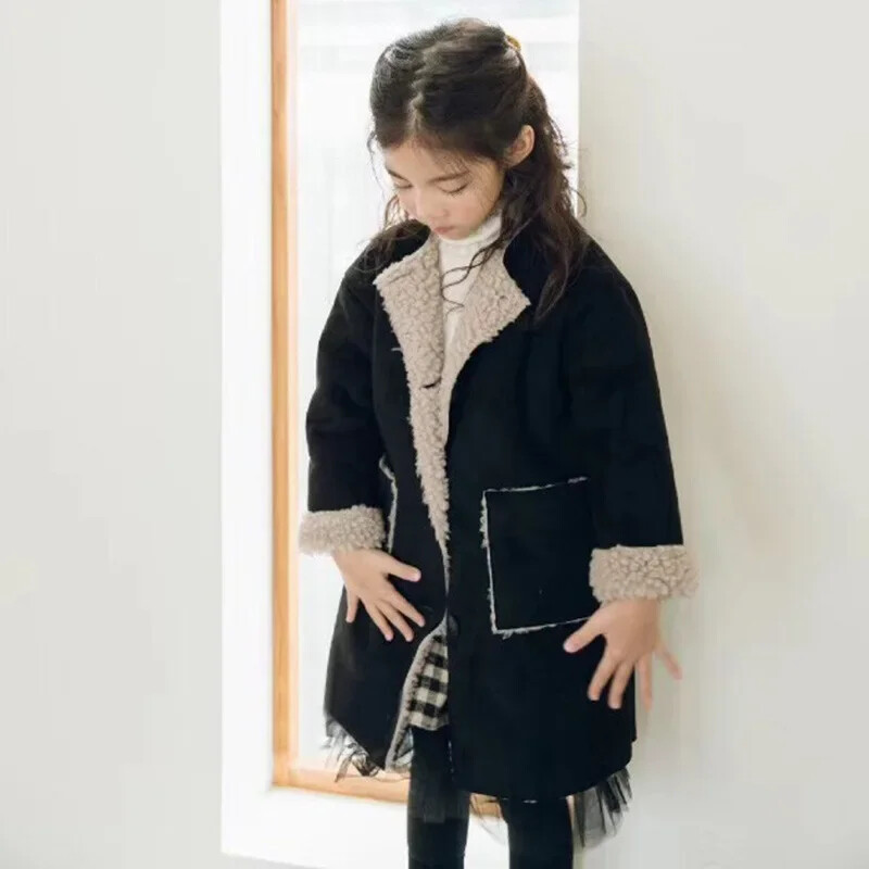 Tüdrukute villasegude mantel Korea talv Tüdruk pikk paks soe jope Lasteriided Mood tihendav mantel Laste ülerõivad