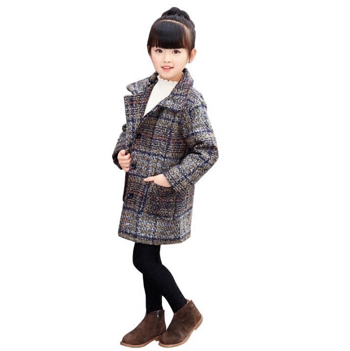 Djevojčice Jesen Zima Trendy Vunena jakna Kaput Dječja gornja odjeća od vune i mješavine Korejski ženski kaput za djecu Princess X237