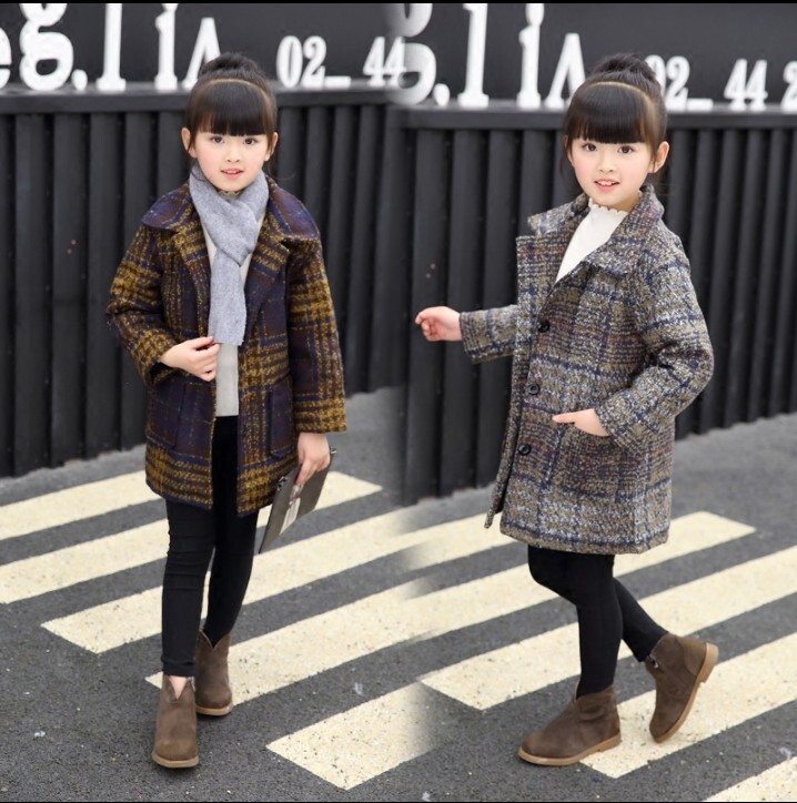 Djevojčice Jesen Zima Trendy Vunena jakna Kaput Dječja gornja odjeća od vune i mješavine Korejski ženski kaput za djecu Princess X237