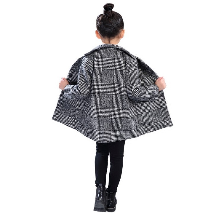 2023. aasta uus kevad, sügis, tüdrukute ruuduline villane mantel, mantel Korea lasteriided, ülerõivad, lapsed, vabaaja tuulejakk X235