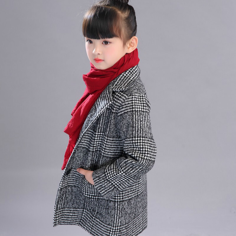 2023. aasta uus kevad, sügis, tüdrukute ruuduline villane mantel, mantel Korea lasteriided, ülerõivad, lapsed, vabaaja tuulejakk X235