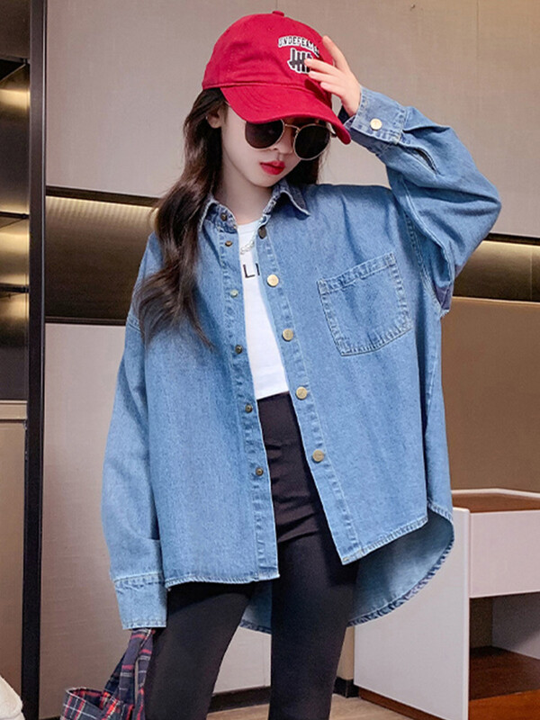 Korejski proljeće jesen Traper kaputi za djevojčice Osnovnoškolske djevojčice Crtani zečevi Vez s slovom dugih rukava Gornja odjeća za školarke