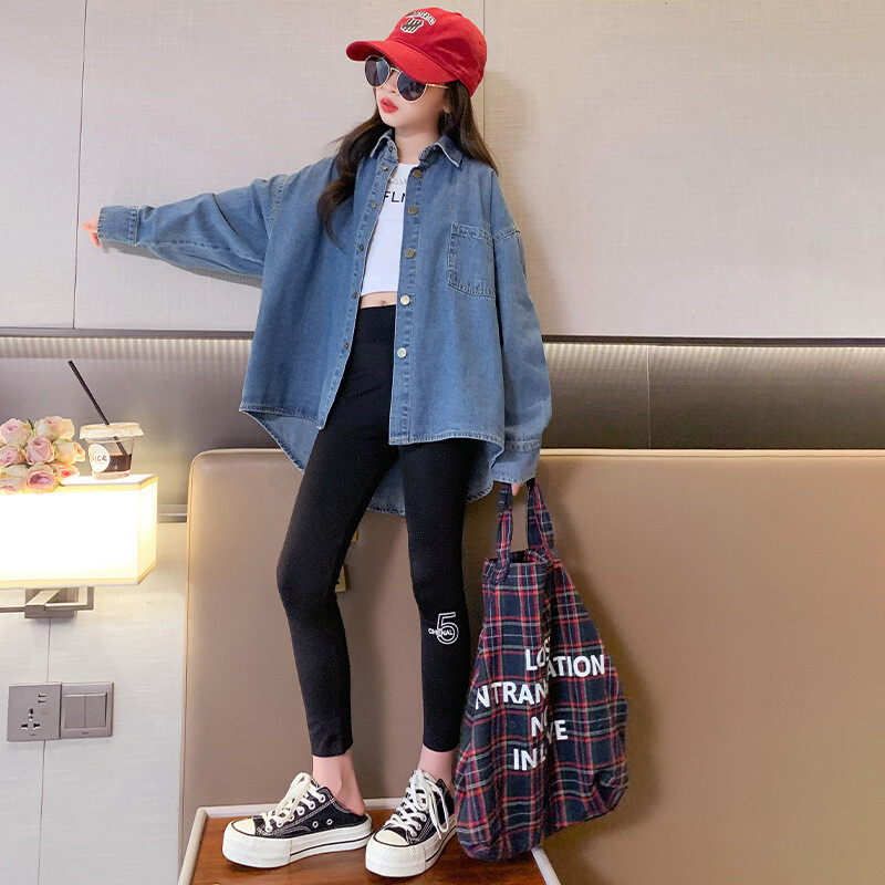 Korejski proljeće jesen Traper kaputi za djevojčice Osnovnoškolske djevojčice Crtani zečevi Vez s slovom dugih rukava Gornja odjeća za školarke