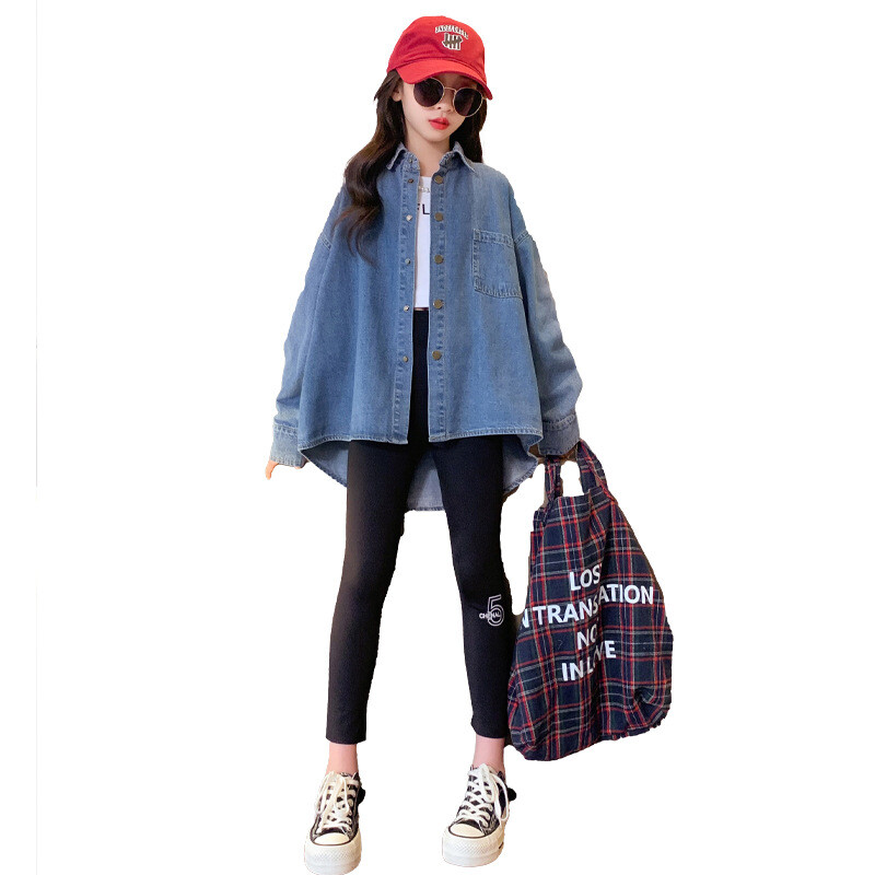 Korejski proljeće jesen Traper kaputi za djevojčice Osnovnoškolske djevojčice Crtani zečevi Vez s slovom dugih rukava Gornja odjeća za školarke