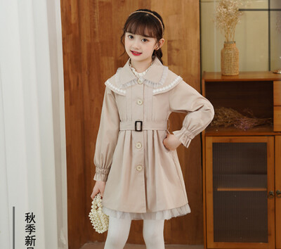 Dugi kaputi za djevojčice Jesenska moda Dječja jakna s ovratnikom za lutke Dječja odjeća 2 4 6 8T
