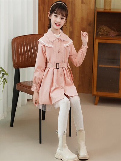 Dugi kaputi za djevojčice Jesenska moda Dječja jakna s ovratnikom za lutke Dječja odjeća 2 4 6 8T