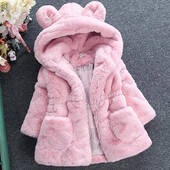 Zimska jakna Odjeća za malu djevojčicu Korejski slatka topla gornja odjeća od gustog flisa s kapuljačom Dječji krzneni kaputi Luksuzna dječja odjeća BC1861