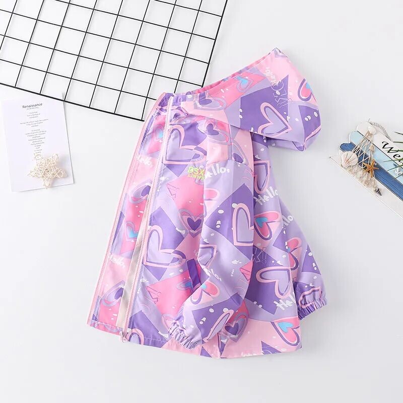 Detská jesenná búrková bunda, kórejská móda s kapucňou, trenčkot, sladké dievčatá, vetrovka, dospievajúci jarný zips, vrchné oblečenie