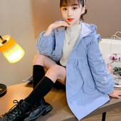 Tüdrukute jakid tuuletõkkega välirõivad, puuvillane 2023 kapuutsiga kevadsügis pontšo väikelaste laste tuulekindlad lasteriided