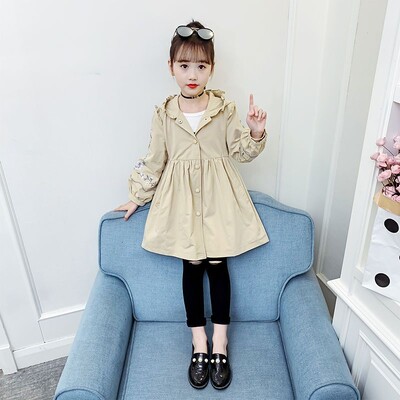 Tüdrukute jakid tuuletõkkega välirõivad, puuvillane 2023 kapuutsiga kevadsügis pontšo väikelaste laste tuulekindlad lasteriided