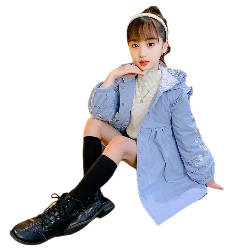 Tüdrukute jakid tuuletõkkega välirõivad, puuvillane 2023 kapuutsiga kevadsügis pontšo väikelaste laste tuulekindlad lasteriided