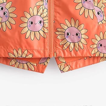 2-7 Y Φθινόπωρο Baby girl Outwear Sunflower print Παλτό με κουκούλα μακριά μανίκια αντιανεμικό φερμουάρ Casual Cute girl jacket