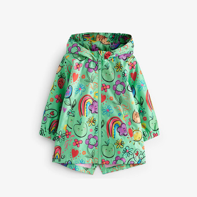 Jesen 2024. Odjeća za djevojčice s printom crteža Kaput s kapuljačom Dugi rukavi Vjetrovka Ležerna jakna za slatke djevojke