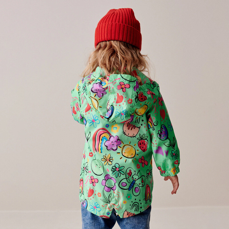 Jesen 2024. Odjeća za djevojčice s printom crteža Kaput s kapuljačom Dugi rukavi Vjetrovka Ležerna jakna za slatke djevojke
