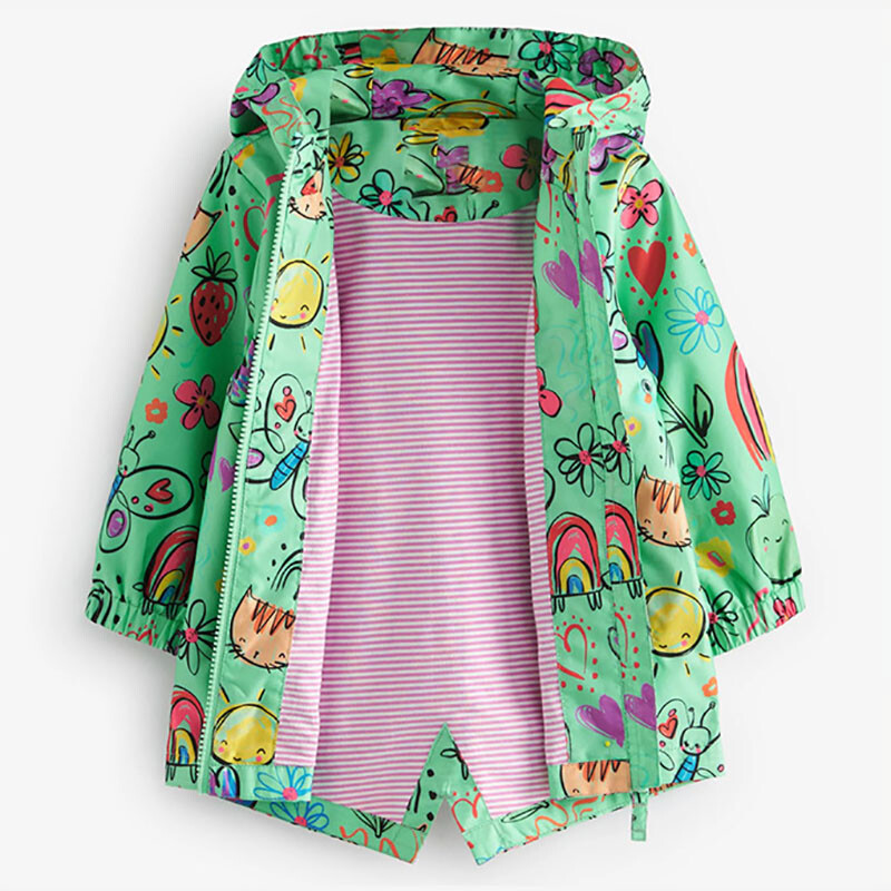 Jesen 2024. Odjeća za djevojčice s printom crteža Kaput s kapuljačom Dugi rukavi Vjetrovka Ležerna jakna za slatke djevojke