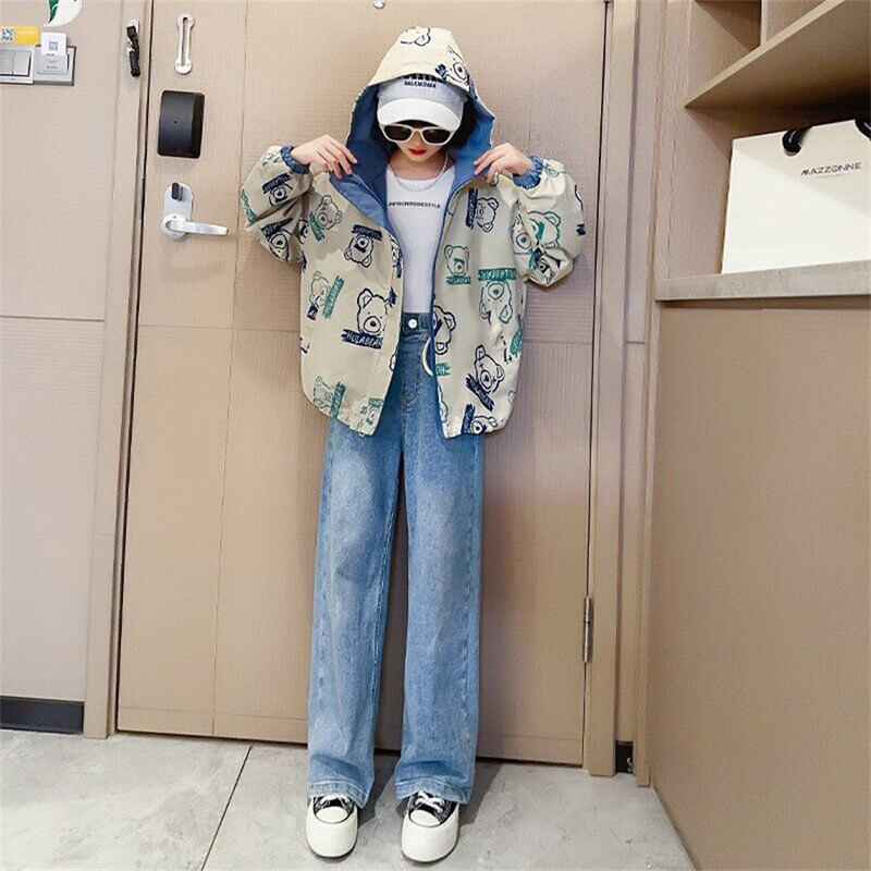 Tüdrukute, beebide korea stiilis tavaline kevad-sügis-talvejoped Tuulejoped Armas mood teismeliste mantlid, kahepoolsed rõivad