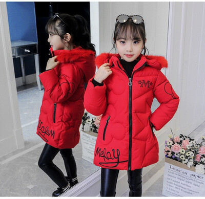 3-12 aastat vana paks, hoiab soojas talve tüdrukute jope karusnahast krae südame mustriga polsterdatud eemaldatav müts kapuutsiga raske mantel lastele