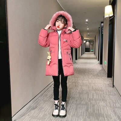 3-12 aastat vana paks, hoiab soojas talve tüdrukute jope karusnahast krae südame mustriga polsterdatud eemaldatav müts kapuutsiga raske mantel lastele