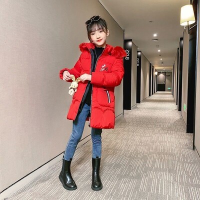 3-12 aastat vana paks, hoiab soojas talve tüdrukute jope karusnahast krae südame mustriga polsterdatud eemaldatav müts kapuutsiga raske mantel lastele