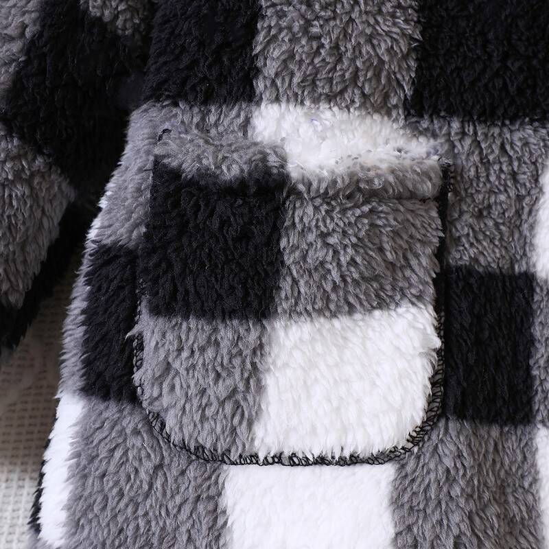 Laste vabaaja mantel tüdrukutele riided sügistalv 2024 uus laps, pikkade varrukatega ruuduline karusnahk paks pikk välirõivas kudum ei sisalda