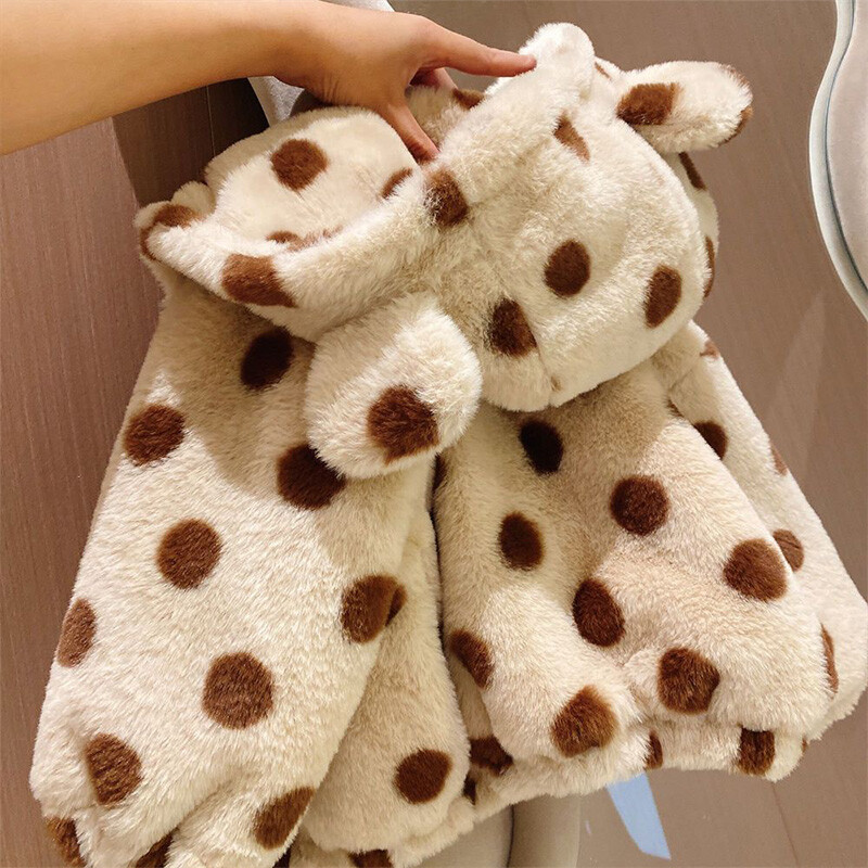 Jesen Zima Kawaii modni kaputi za djevojčice na točkice Tople debele slatke dječje jakne Raznobojne majice za dječake Dječja odjeća s patentnim zatvaračem