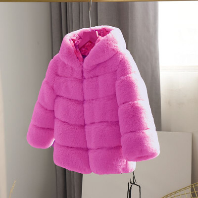 Lasteriided Tüdrukud Karusnahad Talvine Soliidne Kunstjänese karusnahast kapuutsiga jope imikutele Mood Poiss Paksud Soojad Lasteriided
