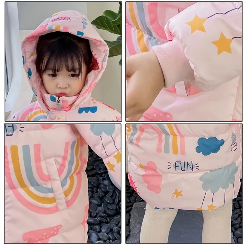 Uued Tüdrukute Poiste Sulejope Talvemantlid Lasteriided Kapuutsiga Tuulejope Lastele 2-7 Aastatele Puuvillane soojad ülerõivad