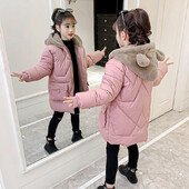 2024. aasta uued talvejoped Tüdrukutele Mantel Mood Karu Kapuutsiga Laste Ülerõivad 4 6 8 10 12 aastat Teismelistele Lastele Pikad Parkasid