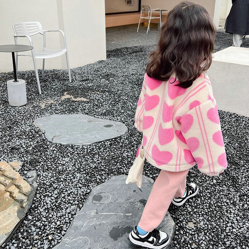 2024Nova zimska odjeća Kaput za djevojčice Super debeli ljubavni kaput s podstavom od flisa