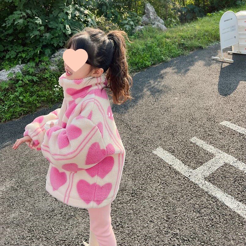 2024Nova zimska odjeća Kaput za djevojčice Super debeli ljubavni kaput s podstavom od flisa
