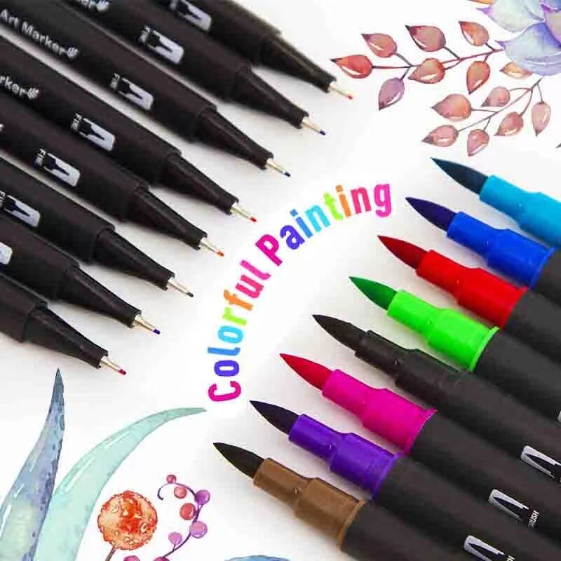 Kawaii Manga Dual Tip Brush Pen cu semn de rață 3 Highlighter Rechizite școlare Papetarie Cadou de Crăciun