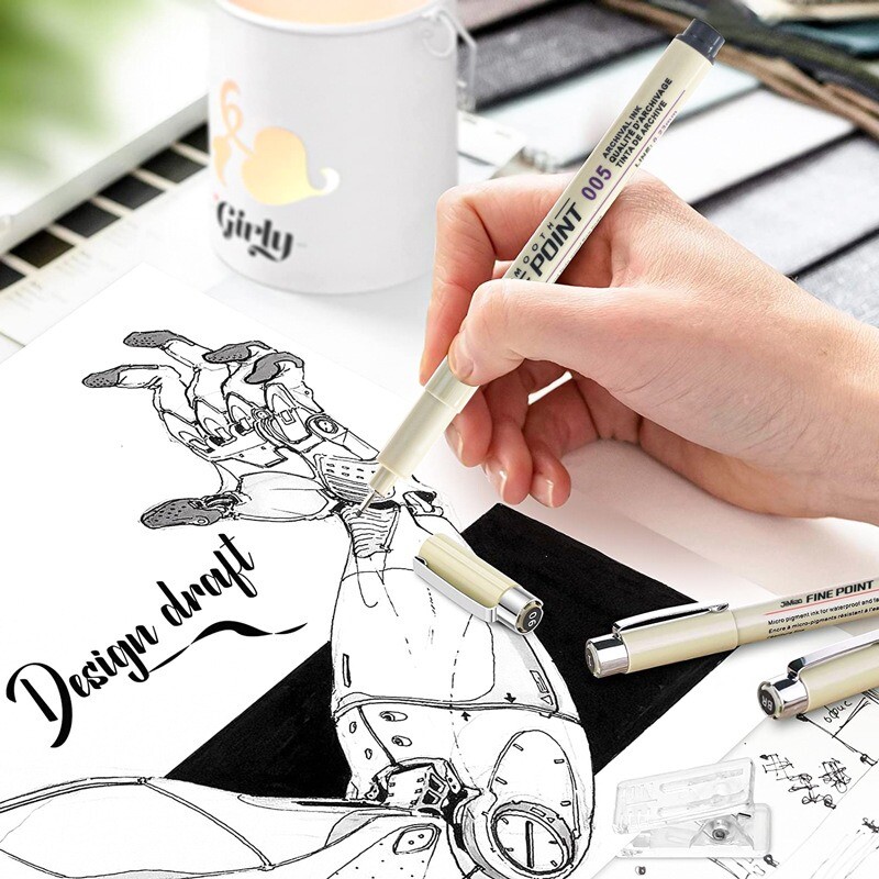 12/9/6 bucăți Markere Micro stilou Kawaii Manga pictat manual pentru desen cu cârlig, pix, uscare rapidă, schiță rezistentă la apă, pentru articole de schiță de artă