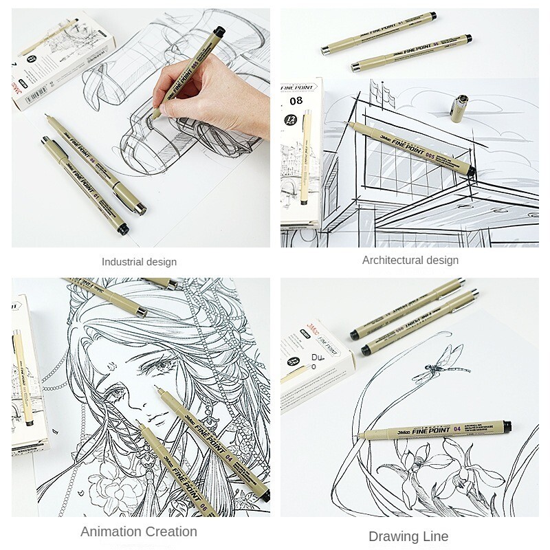 12/9/6 bucăți Markere Micro stilou Kawaii Manga pictat manual pentru desen cu cârlig, pix, uscare rapidă, schiță rezistentă la apă, pentru articole de schiță de artă