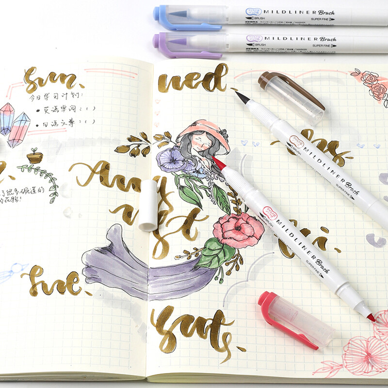 1tk ZEBRA pehme pintsel, pastellne esiletõstja WFT8 kahepealine õpilaste märgistusvärvi marker Käsiraamat Põhipunktide märgistamine