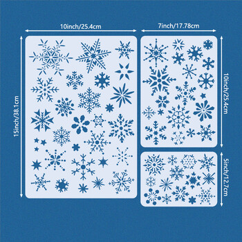 3 τεμάχια/Σετ Χριστουγεννιάτικες χειμωνιάτικες νιφάδες χιονιού DIY στένσιλ για ζωγραφική τοίχων Λεύκωμα χρωματισμού ανάγλυφο διακοσμητικό πρότυπο άλμπουμ