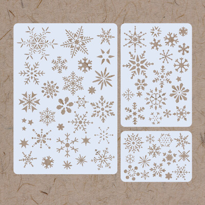 3kom/komplet Božićne zimske pahuljice DIY Šablone za slojeve Zidne slike Spomenar Bojanje Album za utiskivanje Ukrasni predložak
