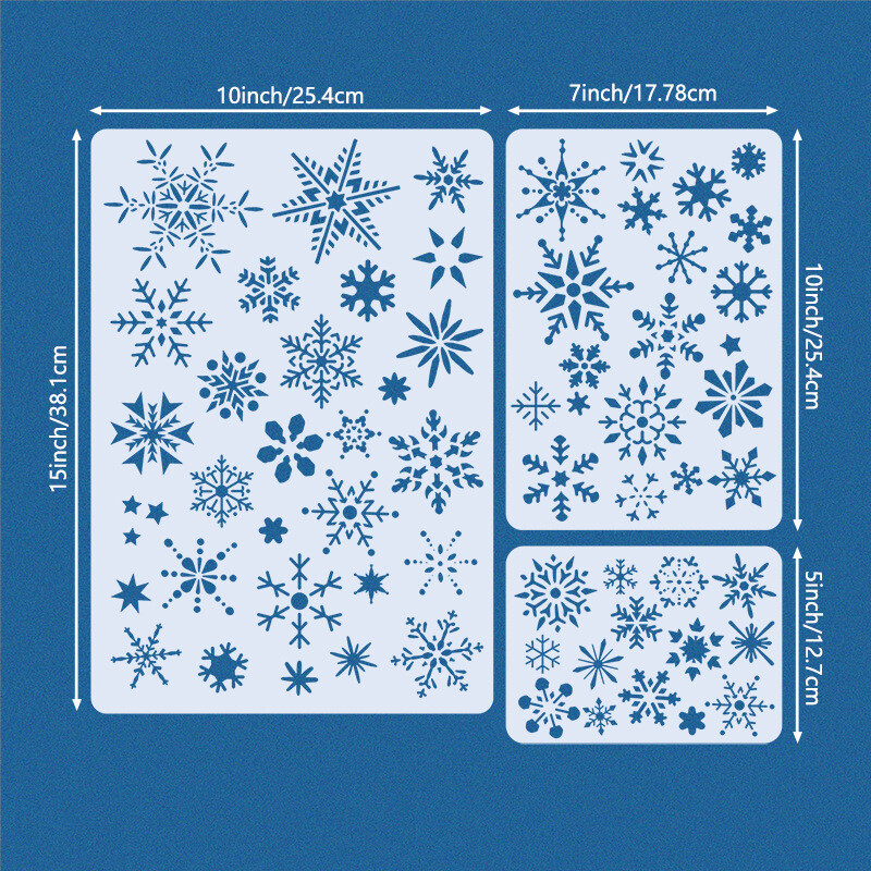 3kom/komplet Božićne zimske pahuljice DIY Šablone za slojeve Zidne slike Spomenar Bojanje Album za utiskivanje Ukrasni predložak