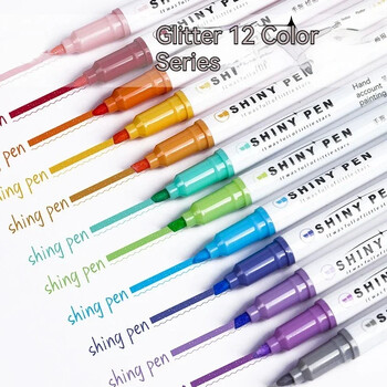 4 τεμάχια/κουτί στυλό Kawaii Glitter Highlighter Fine Pastel Highlight Markers Pen Shiny Scrapbook Doodle Pens Σχολικά είδη