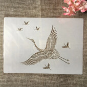 A4 29cm Crane Birds DIY Layering Stencils Wall Painting Scrapbook Coloring ανάγλυφο διακοσμητικό πρότυπο άλμπουμ